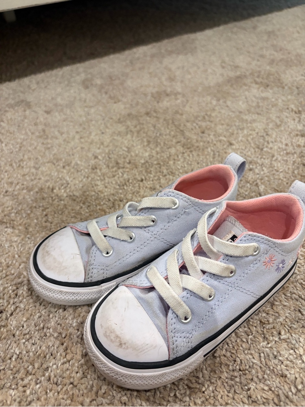 Converse Kids Canvas Sneakers - White with Pink Interior